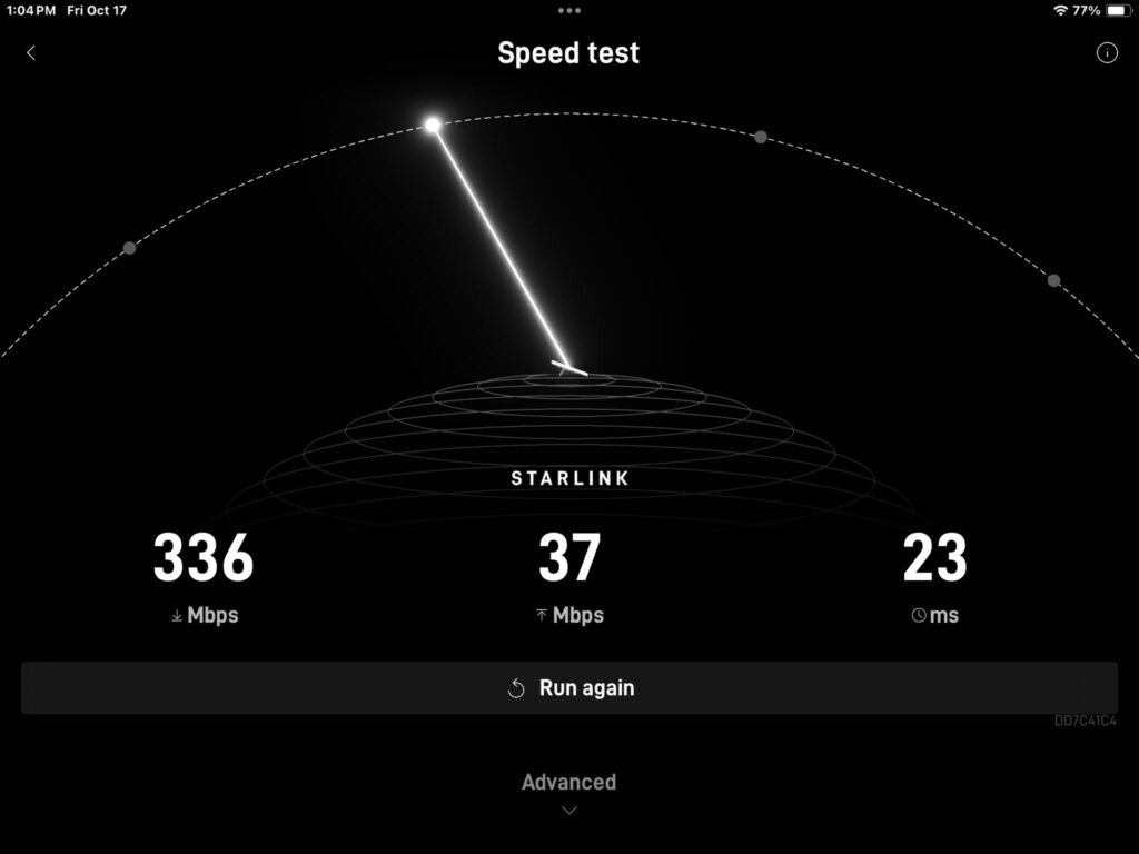 Starlink speed test